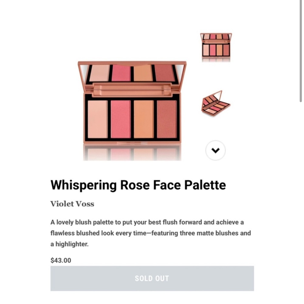 NWT Violet Voss Limited Edition Whispering Rose Blush Face Highlight Palette
